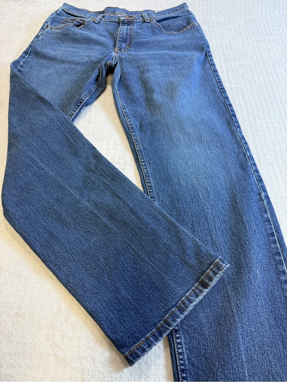Wrangler Premium Quality Relaxed Straight Stretch Jeans 32x32 Medium Wash Denim
